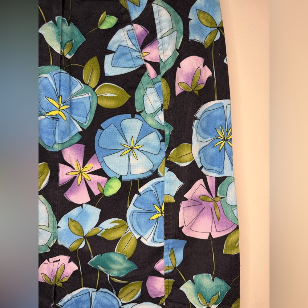 Talbots Petites VINTAGE Lilly Pad Asymmetrical Denim Skirt Green/Blue Size 8P - Picture 5 of 5